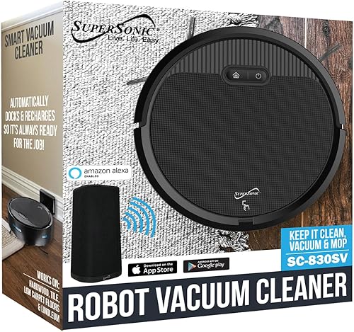 Miniatura 7 de Supersonic SC-830SV - Robot aspirador inteligente con tecnología giroscopio, control WiFi y aplicación, compatibilidad con Alexa, limpieza