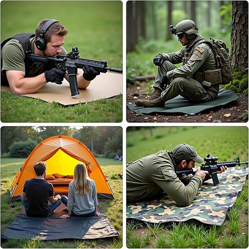 Miniatura 10 de Wind Tour Alfombrilla táctica de tiro para campamento al aire libre, almohadilla antideslizante, impermeable y a prueba de humedad, manta de picnic