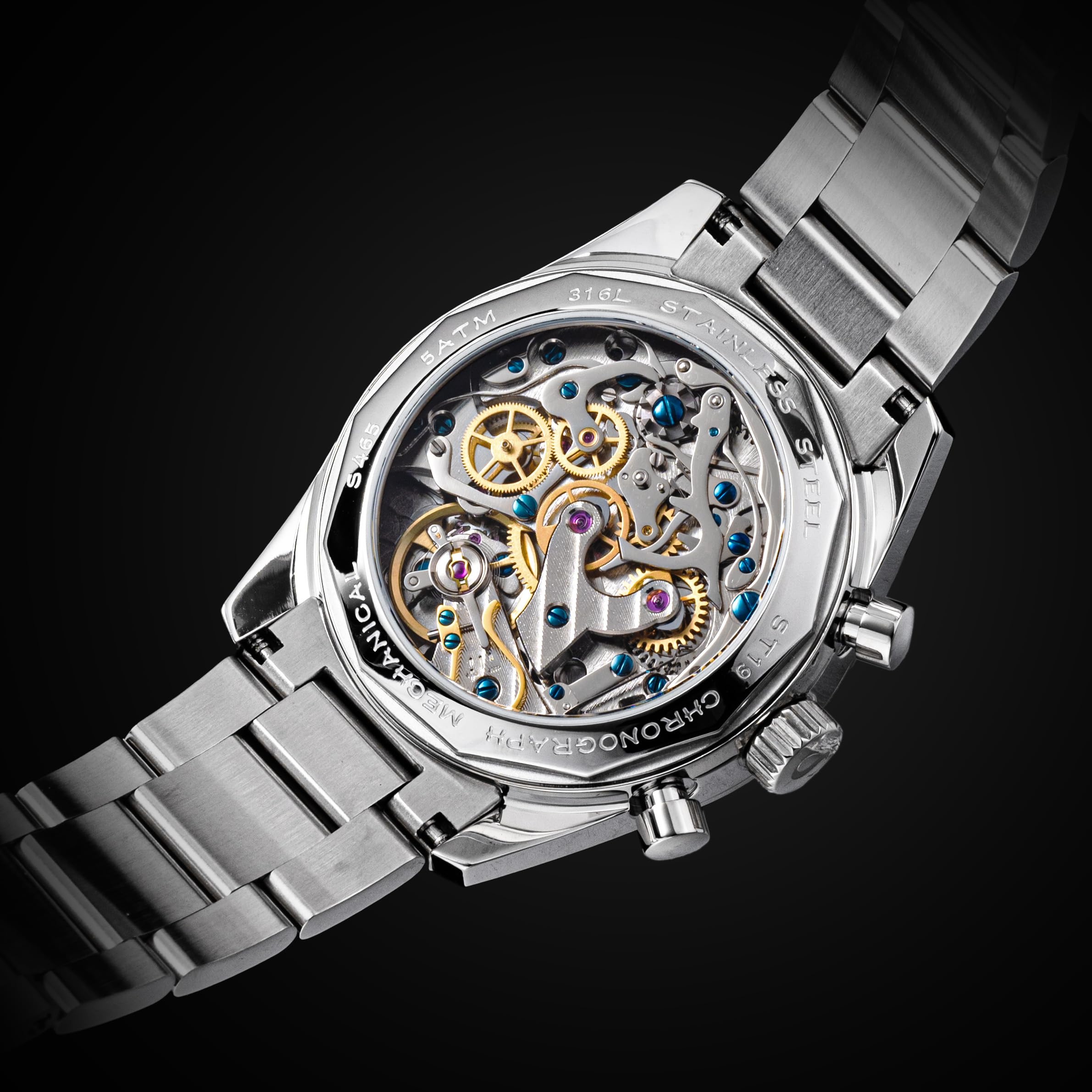 S465.TE.S Crono Heritage Fashion Cronografo Meccanico Uomo Orologio Acciaio Gabbiano 1963