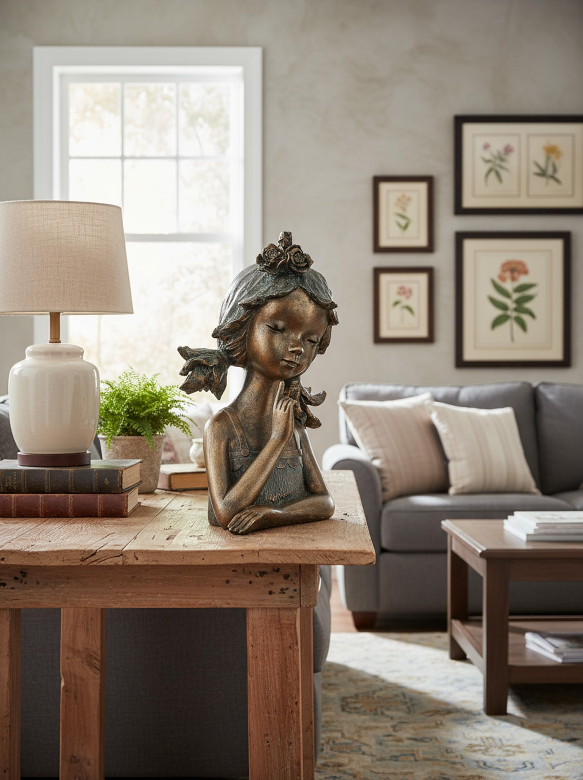 formano Deko Büste Mädchen bronzefarben 28 cm Skulptur aus Polyresin – liebevoll gestaltete Frauenfigur für Wohnzimmer, Regal & Kommode – stilvolle Geschenkidee & Elegante Wohnraum Deko