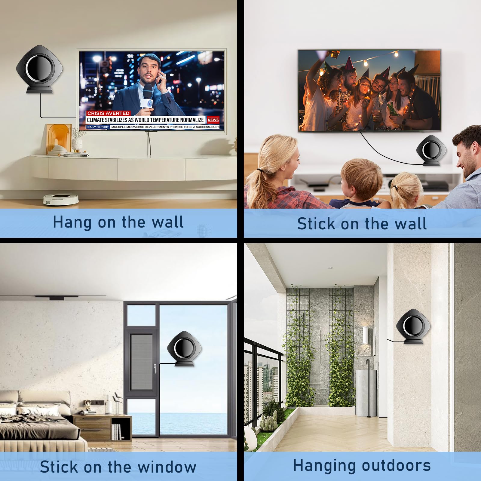 Antena de TV para interiores más fuerte de hasta 5500 millas de alcance, la mejor antena digital 2026 para Smart TV al aire libre, antena HDTV amplificada, canales locales de 38 pies, compatible con