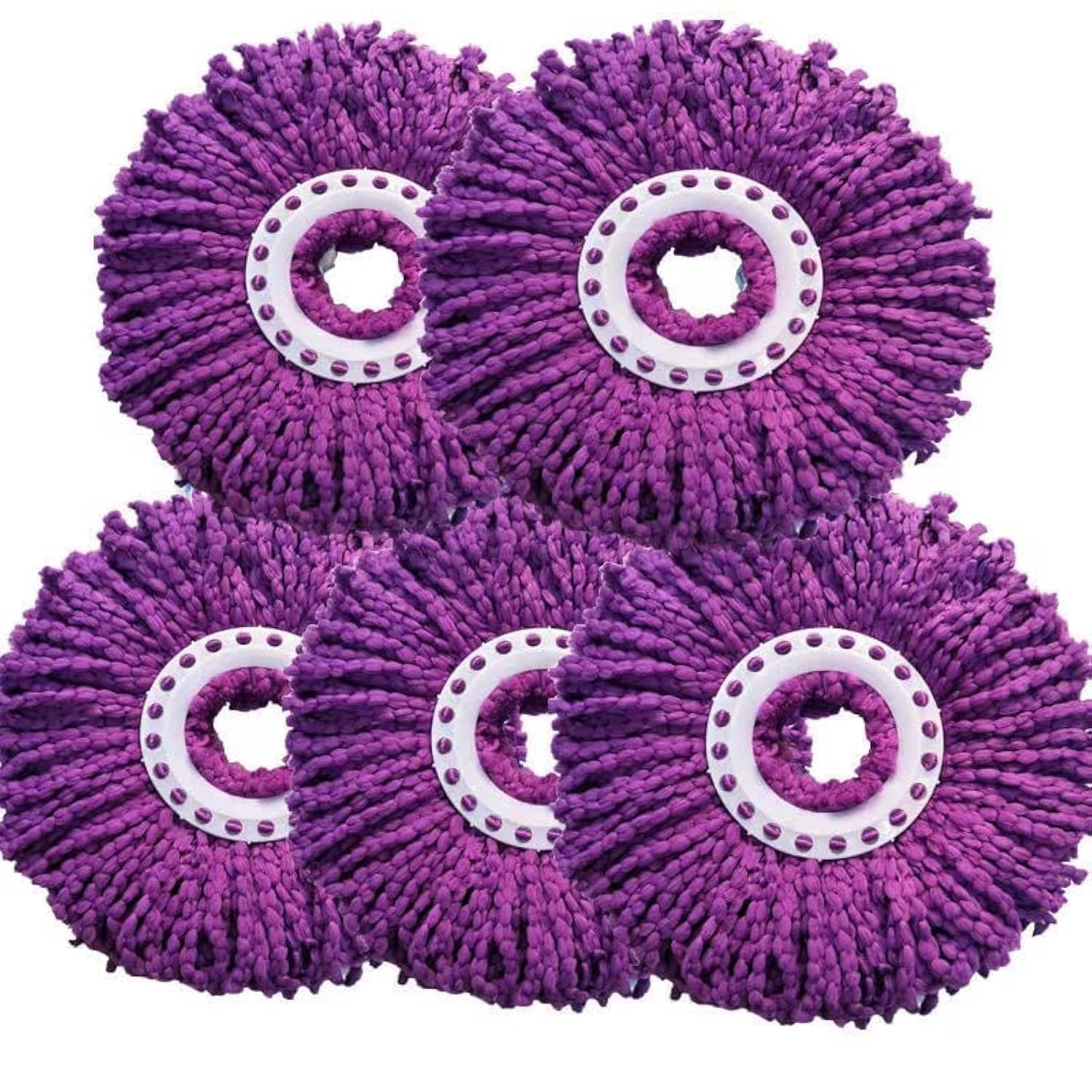 5 Pcs Microfiber Replacement Mop Head Spin Mop Head Replacement 5-Pack, Microfiber Refill Heads Universal for 360 Spin Magic Mopping, Round Shape Standard Size