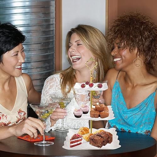 Miniatura 6 de 3 soportes cuadrados blancos para tartas de 3 niveles, bandeja de servir de 3 niveles, soporte para cupcakes, soporte de postre, decoración de mesa