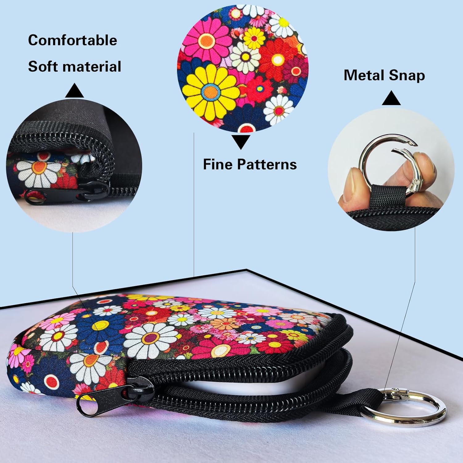 Neoprene Hand Sanitizer Holder Compatible with Touchland, Shockproof Protective Sleeve with Zipper & Snap Hook, Travel Case - Image 6