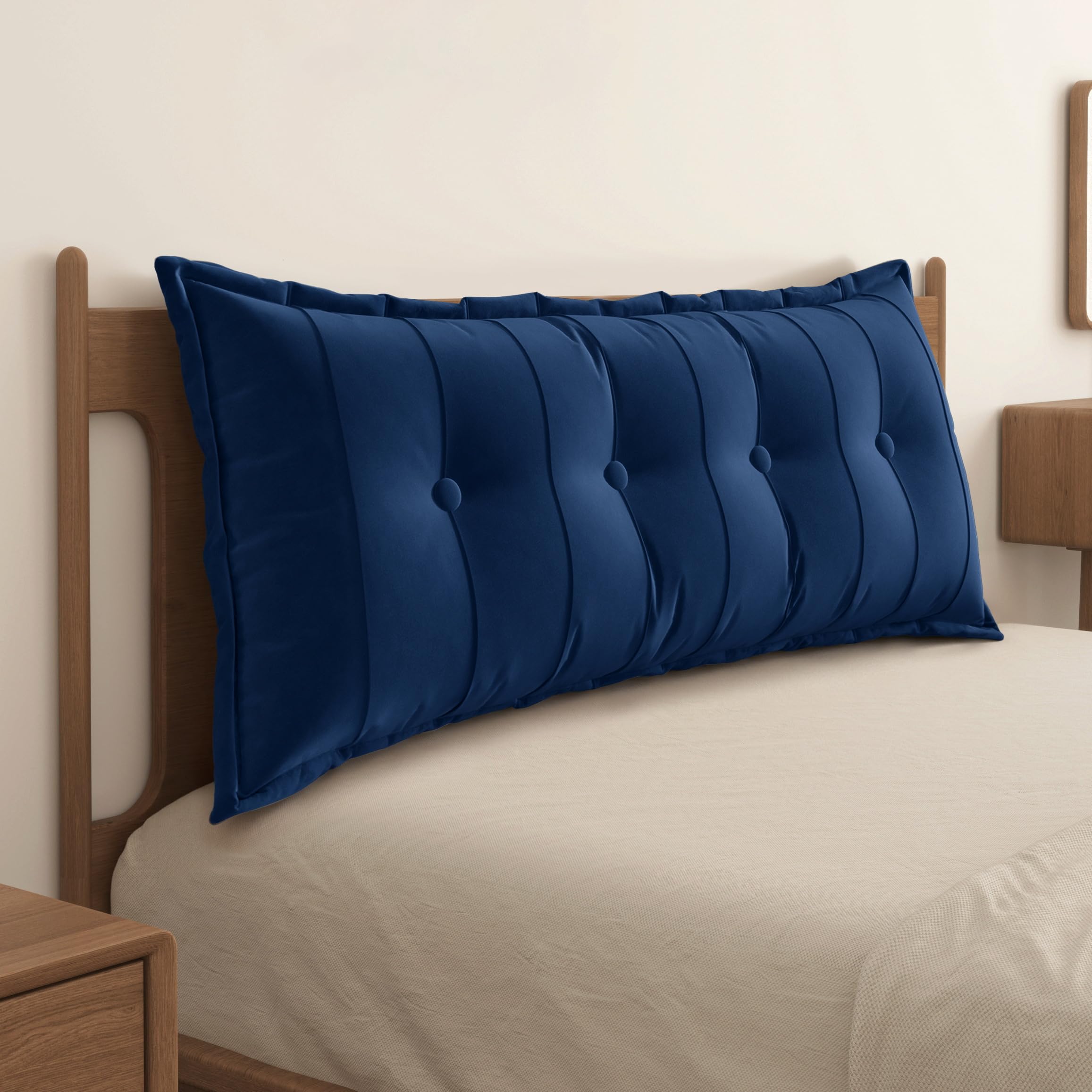 WOWMAX Headboard Pillow Full Dorm Reading &amp; Body Pillow for Bedrest, Blue