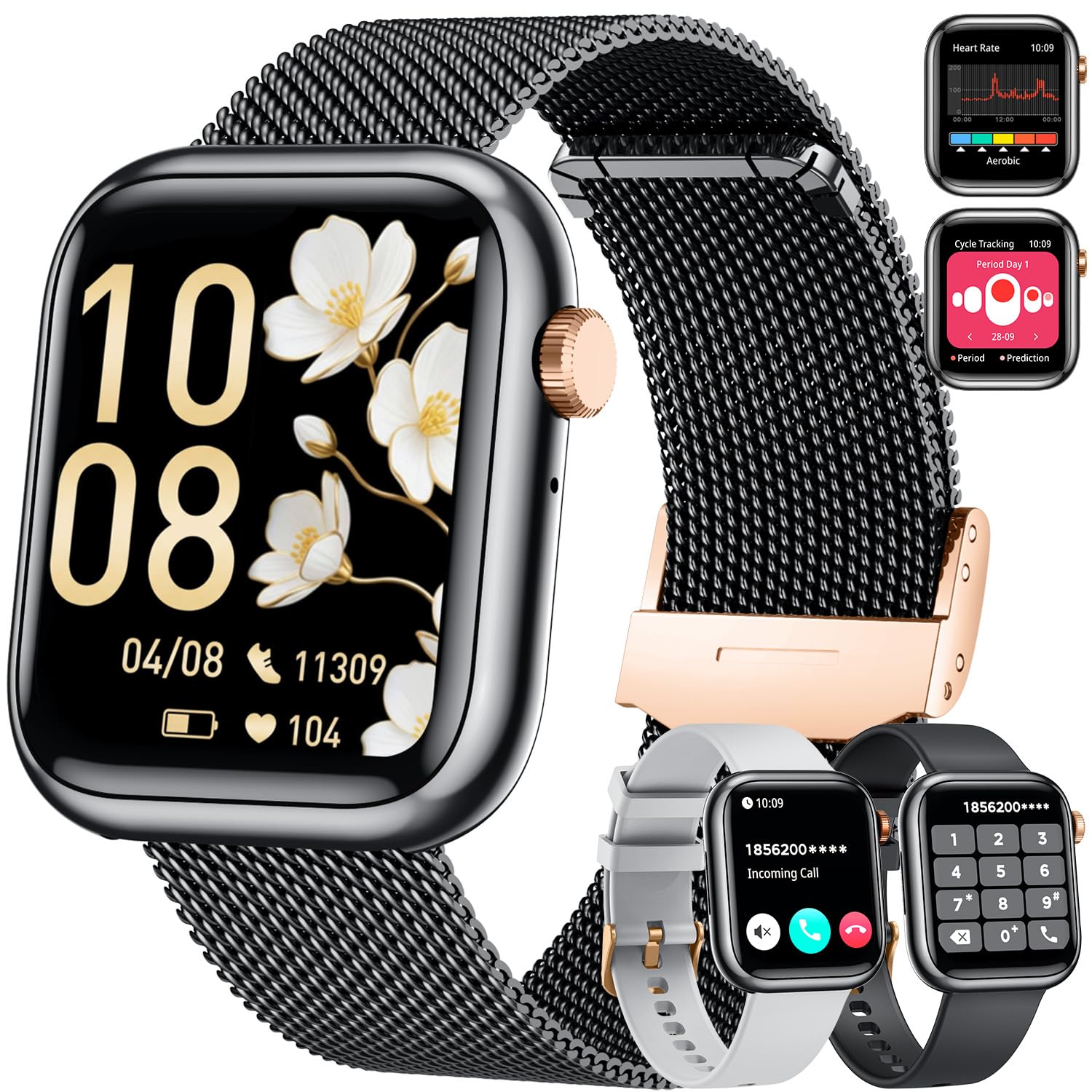 Smartwatch Donna con Effettua orologio Chiamate: 1.83" Smart Watch con Bluetooth5.2 Contapassi Sonno 123+ Modalità Sportivo Fitness Tracker IP68 Impermeabile WhatsApp Notifice Compatibile Android iOS