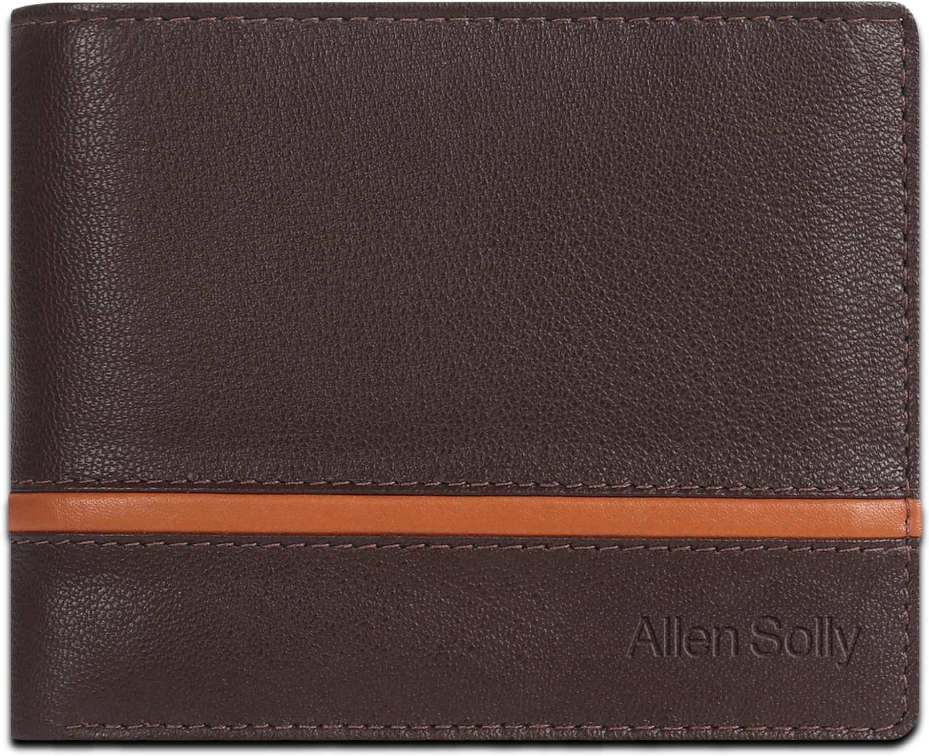 Allen SollyBi-Fold Slim Genuine Leather Wallet for Men's Stylish Casual Purse with Coin Pocket & ID Card Holder Compartment (Umber Brown), Umber Brown, S, Casual