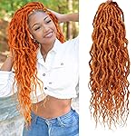 Faux Locs Crochet Hair 24Inch Crochet Locs, 6Packs Boho Faux Locs With Curly Ends Synthetic Loc Crochet Hair for Black Women(Orange, 24\'\')