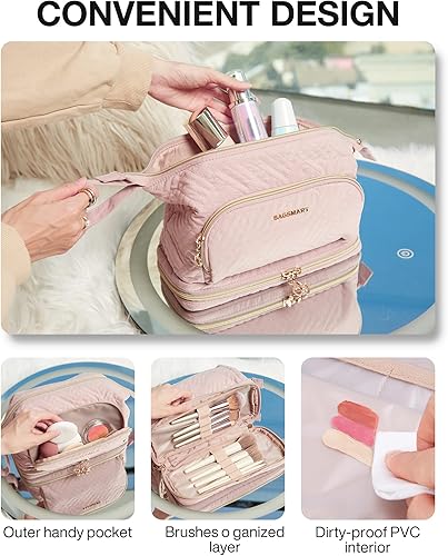 Miniatura 3 de BAGSMART Bolsa de maquillaje Bolsa de cosméticos, Rosado