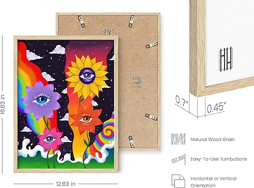 Miniatura 3 de HAUS AND HUES Trippy - Póster estético Decoración de pared Y2K, pósteres hippies, fumetas trippy, dormitorio de niñas universitarias (marco beige,