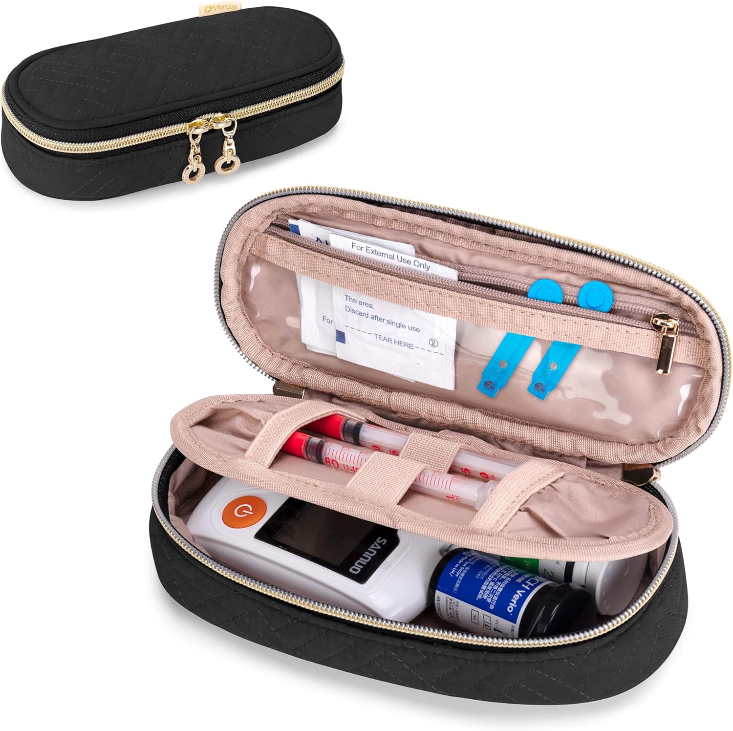 Yarwo Diabetic Travel Case for Diabetes Test Strips, Blood