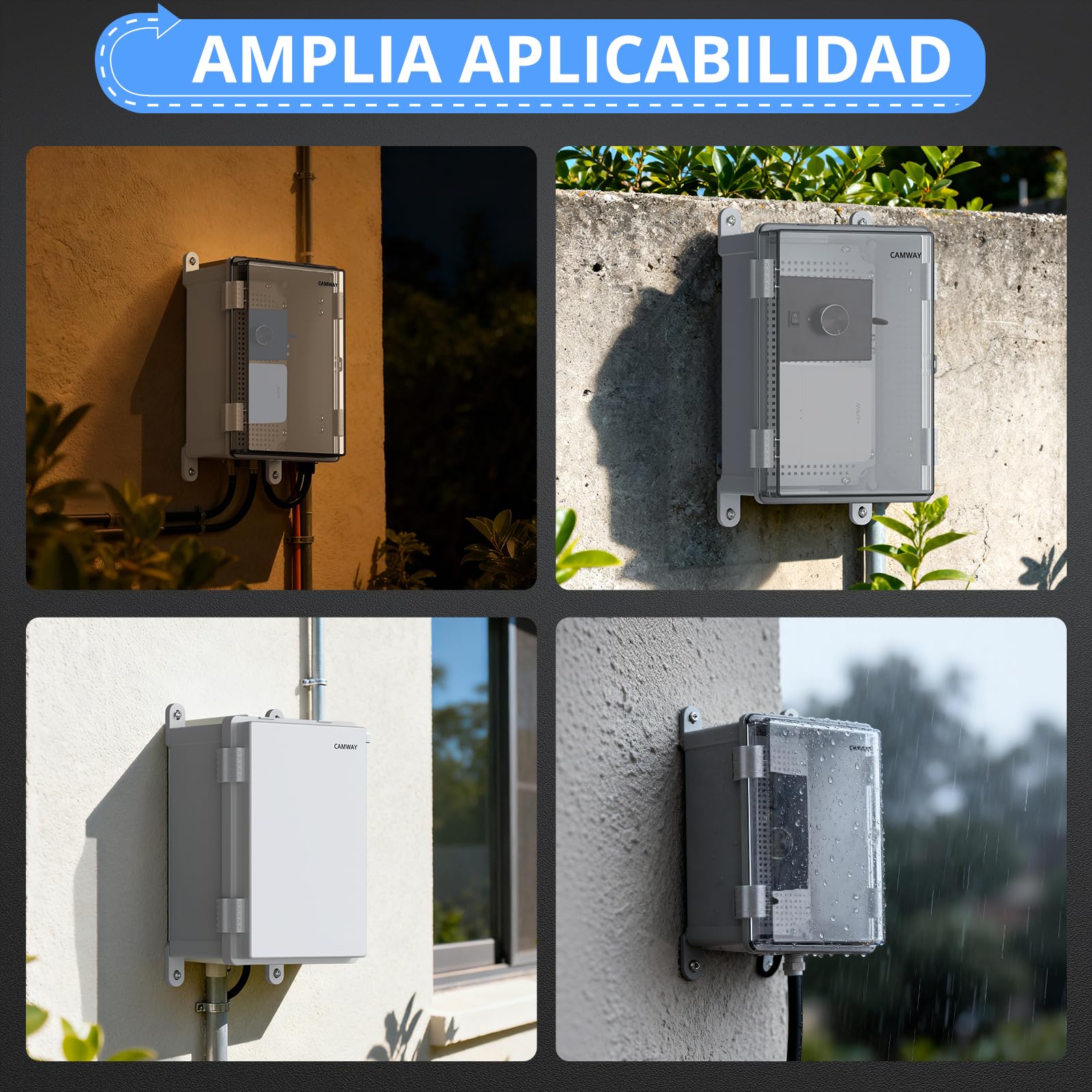 CAMWAY Caja Estanca Exterior Electrica Impermeable IP67, Cuadro Eléctrico Superficie con Carcasa Plástico ABS, Cajas de Empalmes 30 * 20 * 16cm,Blanco