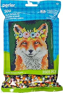 Amazon.com: Perler Beads Floral Fox Pattern & Fuse Bead Kit, 10'' X 11 ...