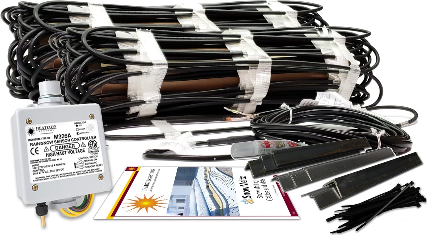 Heated Driveway System 150 Sqft – 240V, 37 Watts per Sqft Heated Snow Melting Mats Outdoor Driveway Heater for Snow Melting Mats Walkway, Ice Melt Mat for Steps, Auto Moisture & Temperature Activator