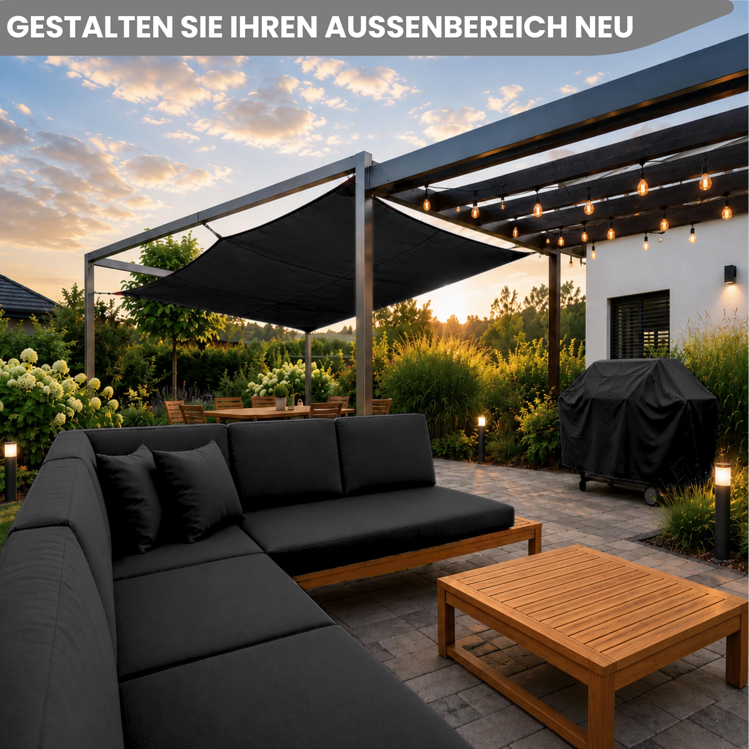 A-Express Schwer Pflicht Strapazierfähiger Dicker wasserdichter Segeltuchstoff 600D Outdoor Abdeckplane Meterware - Schwarz 5 Meters (500cm x 150cm)