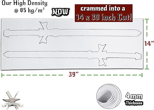 Miniatura 8 de The Foamory - Espuma EVA para cosplay, 0.079in (0.039in a 0.394in), color blanco o negro, hoja de 14 x 39 pulgadas, densidad ultra alta 187.4lbsm3