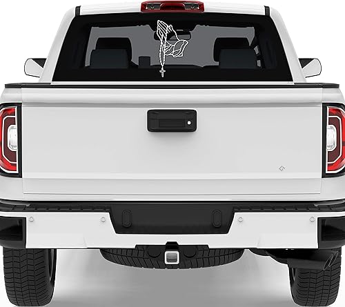 Miniatura 5 de Calcomanía de manos rezando con rosario, color blanco (7 x 3.8 pulgadas)