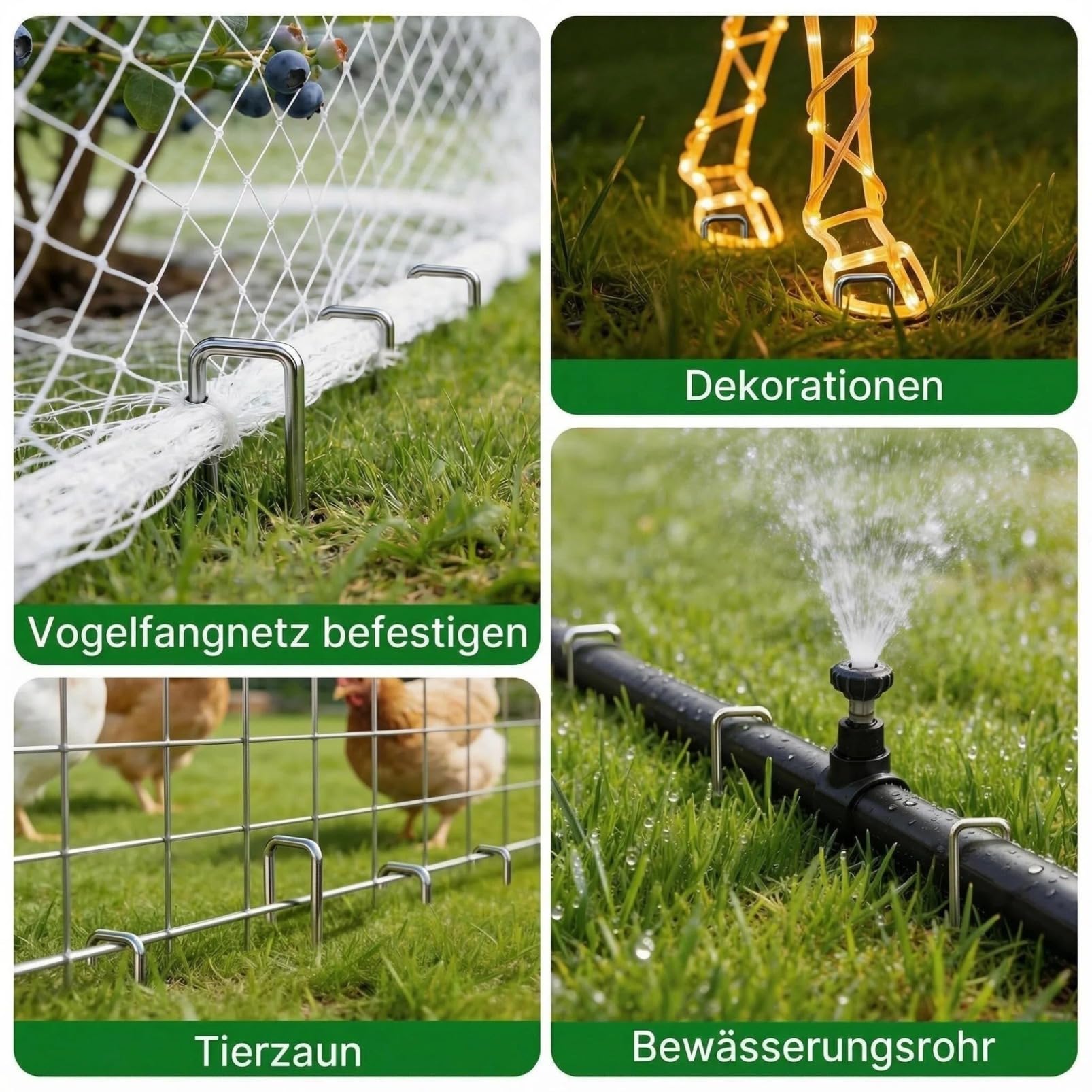 Amagabeli Anti-Rost Erdanker Aus Gehärtetem Stahl Gartenheftklammern Bodenanker für Unkrautvlies Gartenvlies Zaun (500 Stück X 150mm)