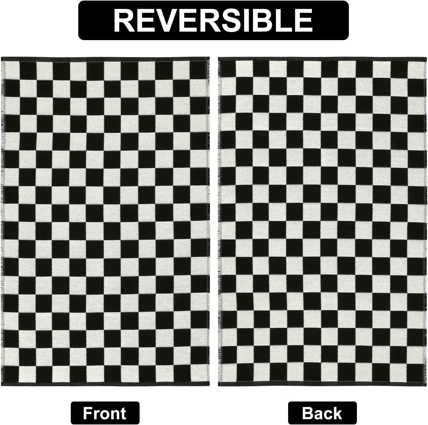 Seavish Checkered Rug 8x10 Black and White Area Rugs for Living Room image 5