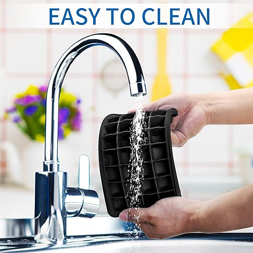 Miniatura 6 de Bandeja de silicona para cubitos de hielo de grado alimenticio con tapa y contenedor de almacenamiento para congelador, bandeja de hielo de 36