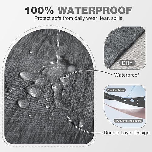 Miniatura 3 de Juego de 2 fundas de sofá modulares 10% impermeables para perros, de chenilla, en forma de L, 2 piezas, con borlas, protector suave y lavable para