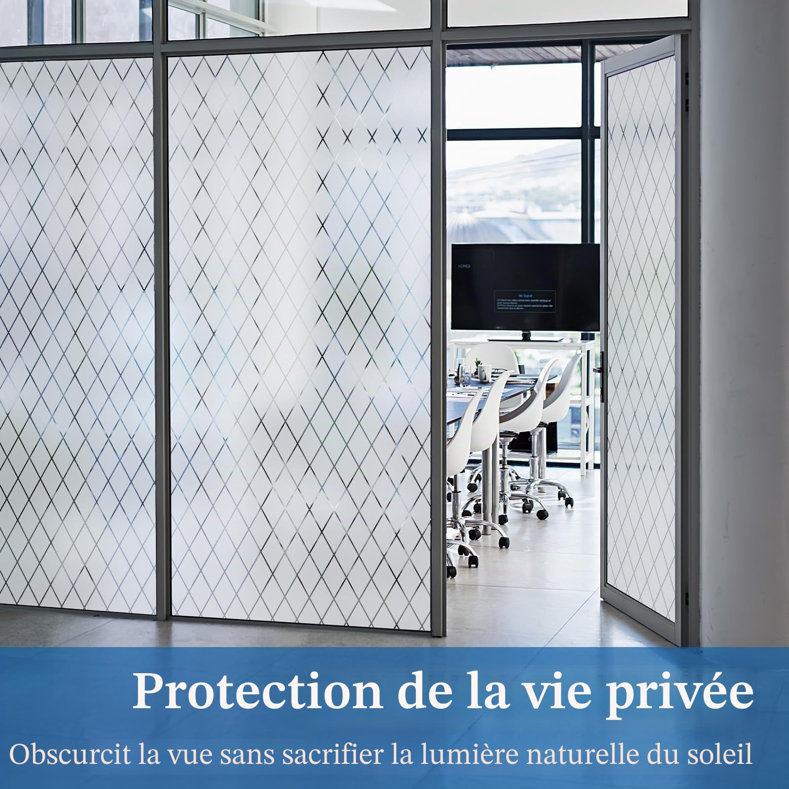 Film Dépoli pour Vitre à Treillis Transparent, Brise-Vue, 60x300cm | Film de Vitrage Répositionnable, Film Décoratif pour Vitre, Film Intimité Électrostatique, Anti-UV pour Maison, Bureau