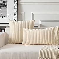 Vista 409 de UGASA - Juego de 2 fundas de almohada de terciopelo a rayas, funda decorativa para cojín con cremallera oculta para el hogar, sofá, dormitorio