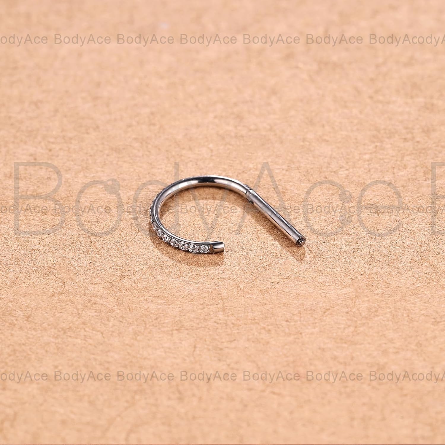BodyAce F136 Titanium Septum Rings D Shaped Nose Ring Hoops 16G Cartilage Earrings Higned Segment Clicker for Rook Daith Conch Helix Tragus Piercing Jewelry - Image 5