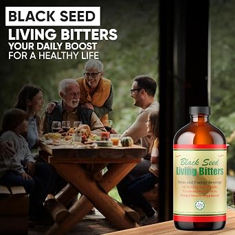 HERBOGANIC Black Seed Living Bitter 16oz Pack of 1 - Natural Blend of Black Seed, Fennel Seed, Cinnamon and Fenugreek to Support Digestive Health