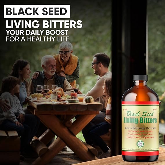 HERBOGANIC Black Seed Living Bitter 16oz Pack of 1 - Natural Blend of Black Seed, Fennel Seed, Cinnamon and Fenugreek to Support Digestive Health