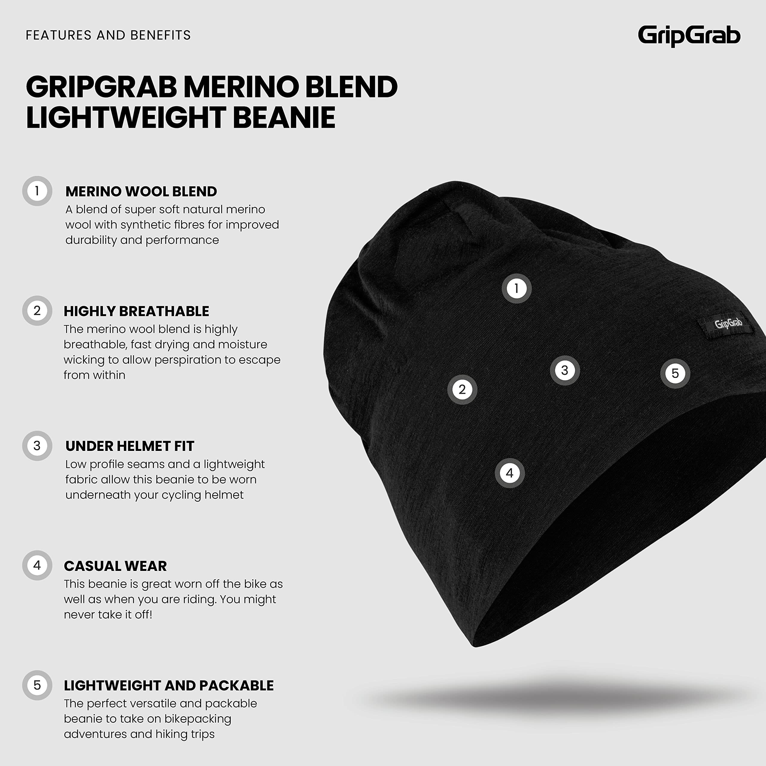 GripGrab Nakrycie głowy z wełny merynosów pod kask zimowa czapka rowerowa termiczna czapka rowerowa beanie jazda na rowerze czapka sportowa