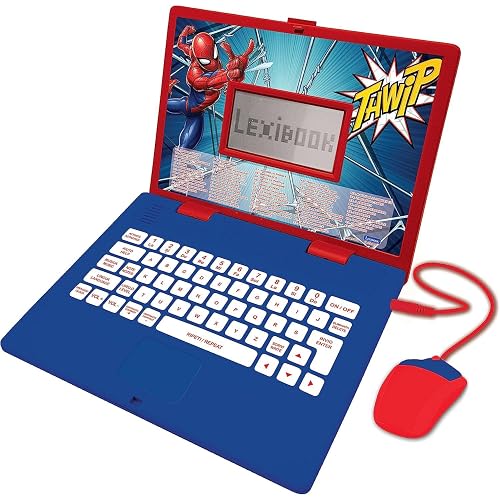 Lexibook, Spider-Man, Ordenador Portátil Educativo y Bilingüe Italiano/Inglés