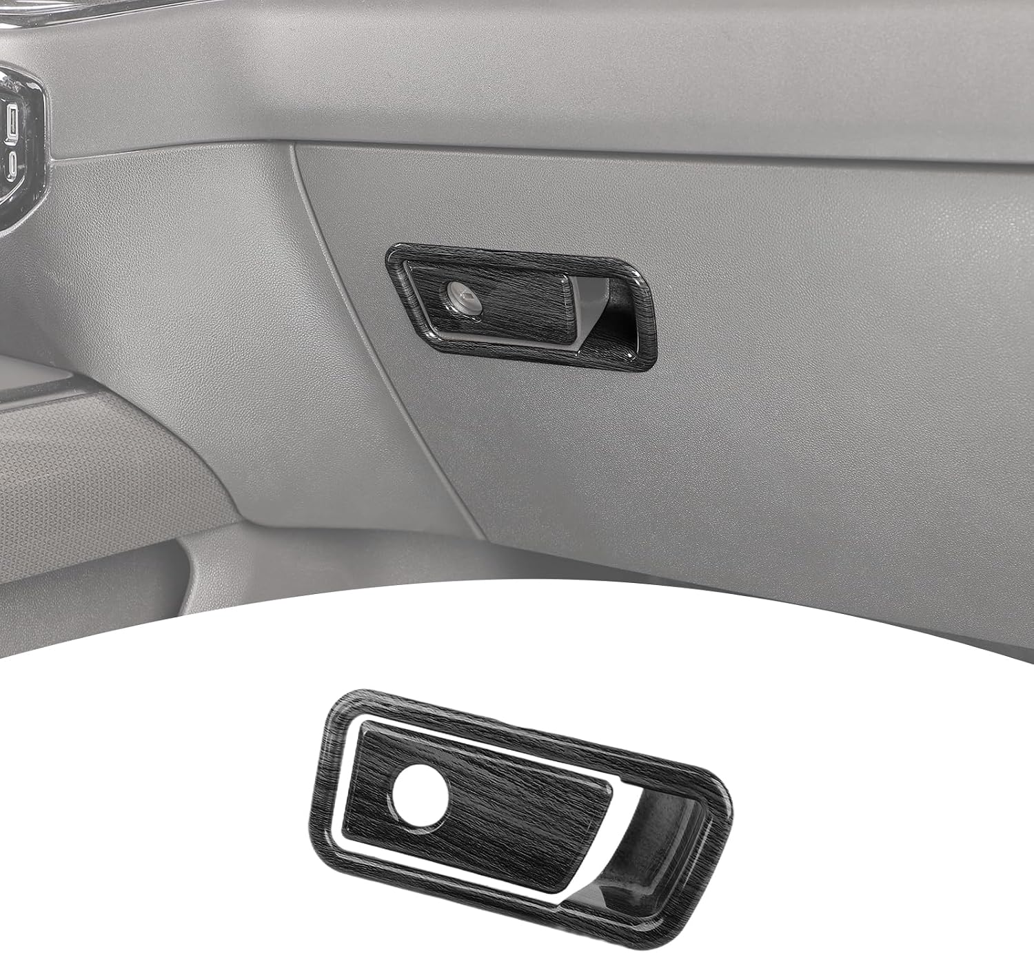for Silverado Glove Box Latch Handle Trim Cover for Chevy Silverado/GMC Sierra 2022 2023 2024 up Black Wood Grain Interior Accessories 2pcs