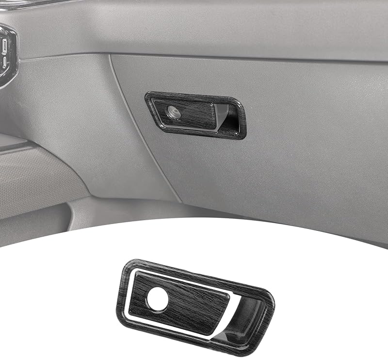 Kit com 2 Capas de Acabamento para Maçaneta do Porta-Luvas PDKLIN em ABS Preto com Textura de Madeira para Chevy Silverado e GMC Sierra 2022–2024, PDK-18751