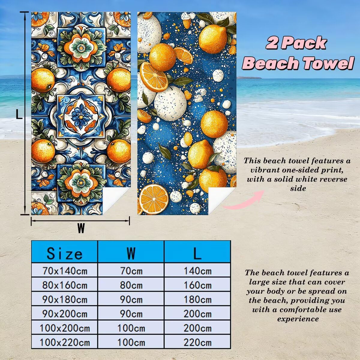 Ręcznik plażowy z mikrofibry, duży ręcznik plażowy 90 x 180 cm 2 sztuki, ręcznik gimnastyczny mężczyźni kobiety odporne na piasek ręczniki plażowe szybkoschnące ręczniki z mikrofibry akcesoria plażowe