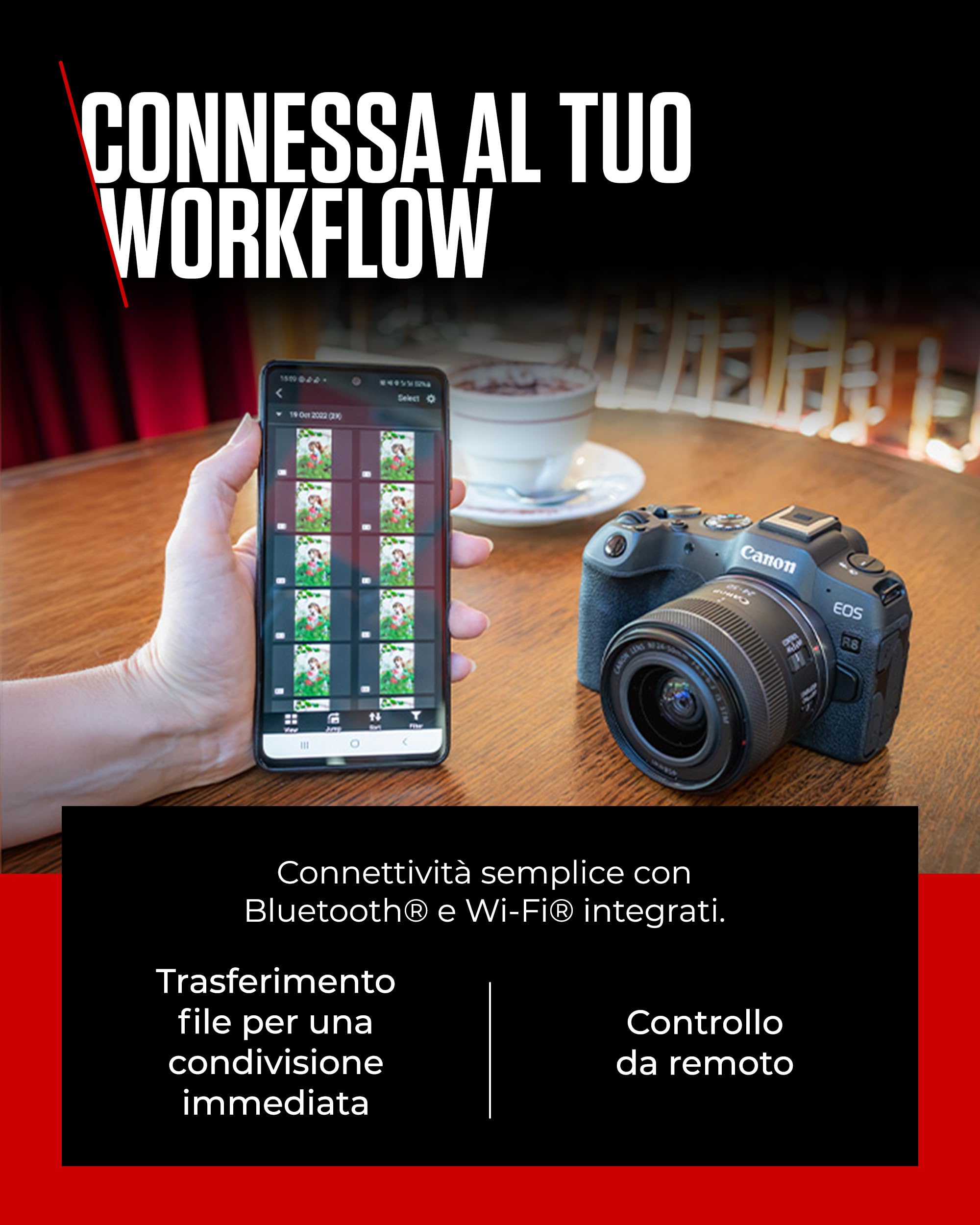 Canon EOS R8 + RF 24-50mm F4.5-6.3 - Fotocamera Digitale Mirrorless - Sensore CMOS Full-Frame da 24,2 MP - Dual Pixel CMOS AF II - Composizione Integrata - Touchscreen LCD - Compatibilità UVC/UAC