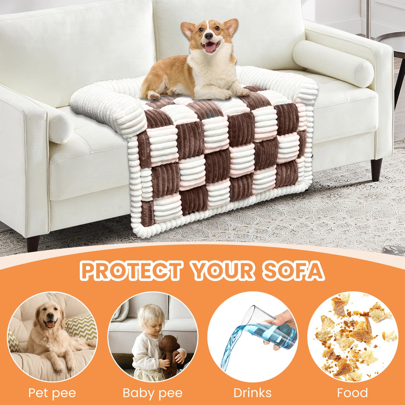 Dog Sofa Bed Cover & Cat Sofa Protector, Waterproof Orthopedic Pet Bed Mat with Non-Skid Plush - Image 3
