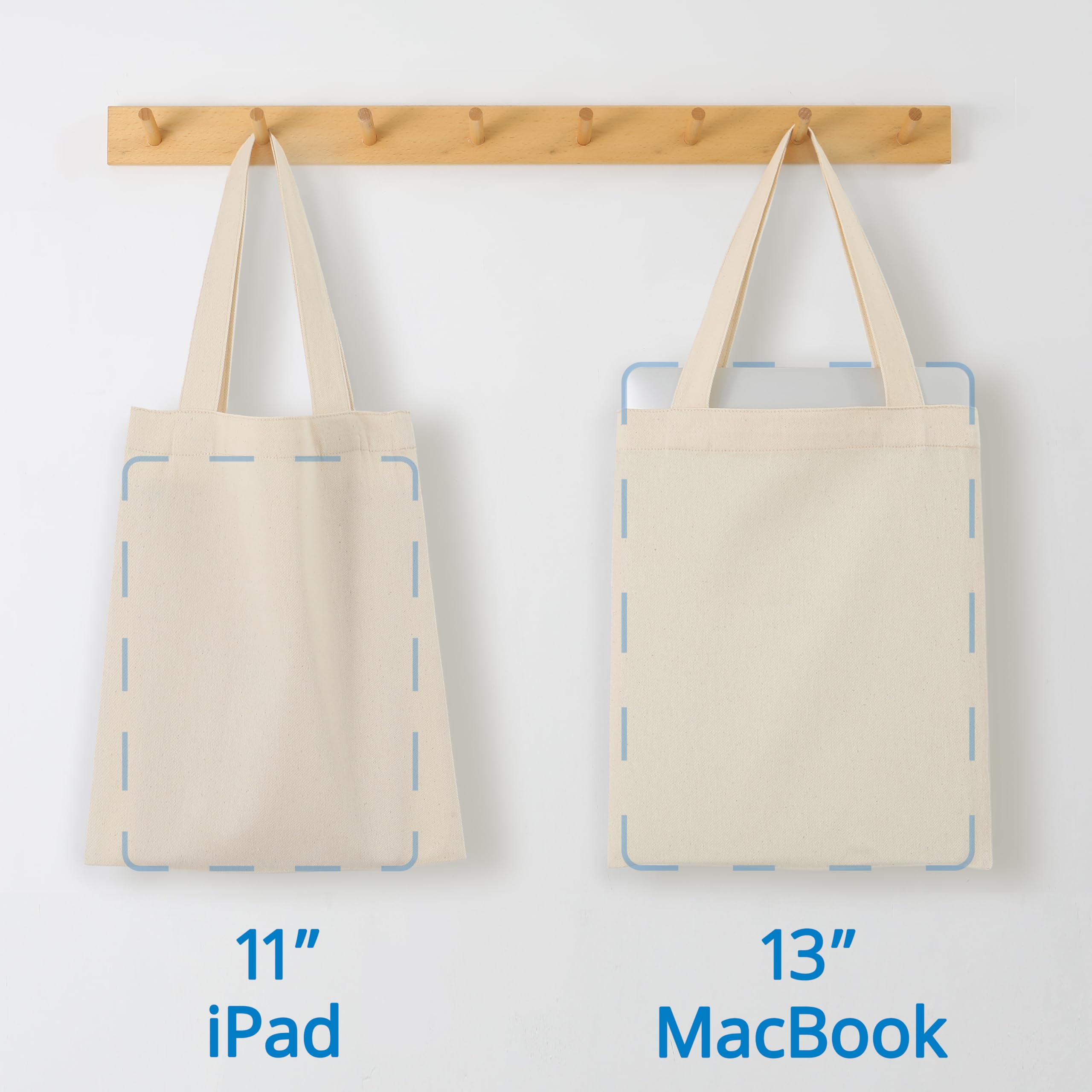 Phicorn Small Canvas Tote Bags, 9" x 11" Reusable Cotton Mini Totes for DIY Crafts, Party Favors and Daily Essentials