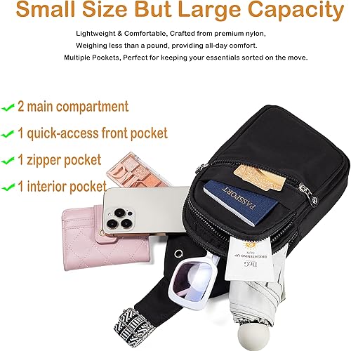 Miniatura 26 de EVANCARY Bolso bandolera pequeño para mujeres y hombres, mochila bandolera para viajes, al aire libre, senderismo Gris profundo