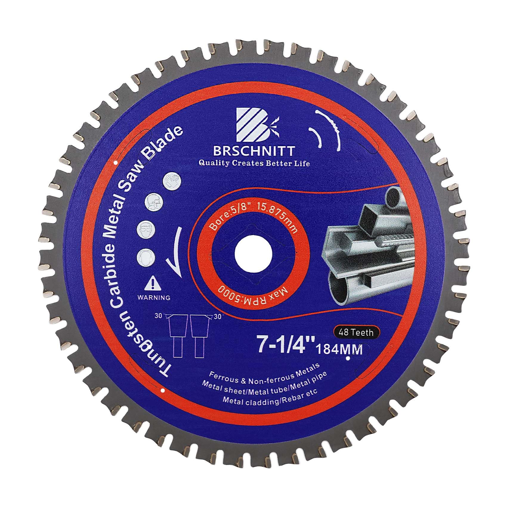 184MM Metal Cutting Circular Saw Blade, BRSCHNITT 1pcs Tungsten Carbide Tipped TCT Saw Blades for Iron Iron Pipe