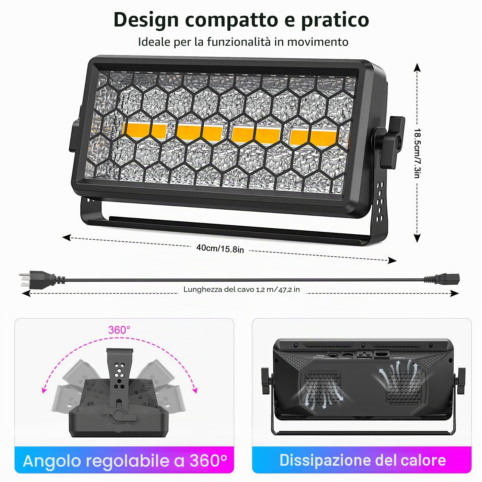 120W LED Wall Washer,4x30W COB Oro + 36 LED RGB,LEDs DMX512 Luce di Festa DJ Bar Stroboscopico Discoteca per Edifici e Eventi dal Vivo,Bar,Discoteca,Natale,Halloween,Feste,Matrimoni