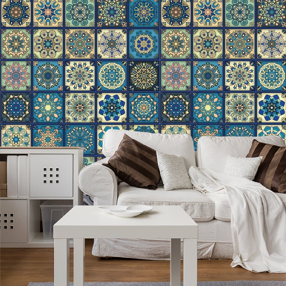 25pc Tile Stickers,Retro Traditional Wall Tile Transfers Stickers Self-Adhesive Peel and Stick Waterproof Kitchen Bathroom DIY Backsplash (6x6in,15x15cm) - Image 9
