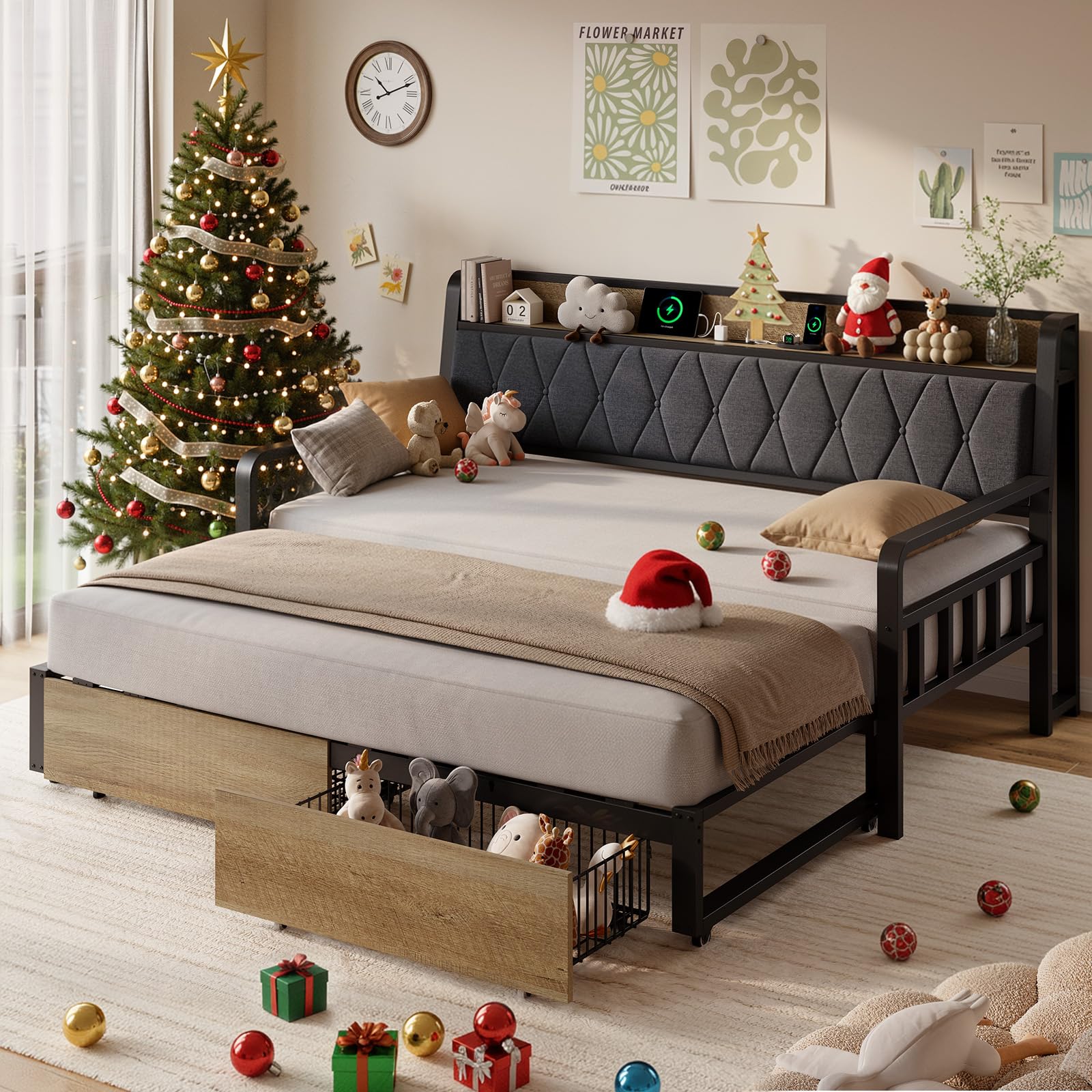 ONBRILL Twin Daybed with Trundle