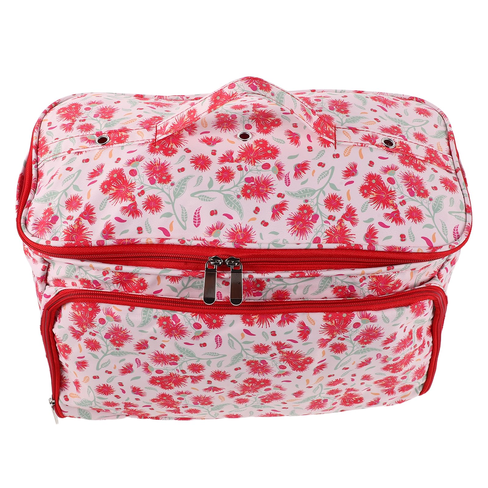 Sac de rangement crochet rouge motif pissenlit pour pelotes laine