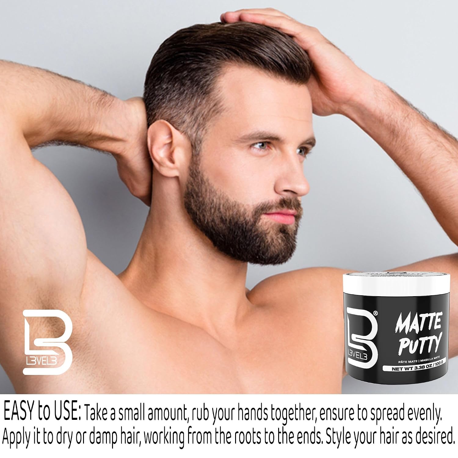 L3 Level 3 Matte Putty - Grooming Hair Product for Women and Men - Hair Texturizing Putty with Matte Finish (3.5 Ounce (Pack of 1))