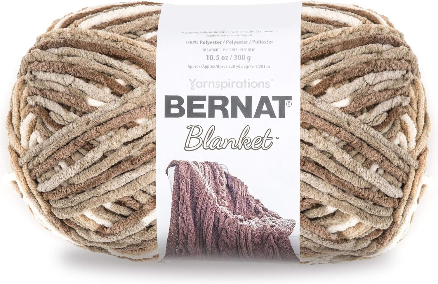 Bernat Blanket Yarn - Big Ball (10.5 oz) - 2 Pack with Patterns (Sonoma)