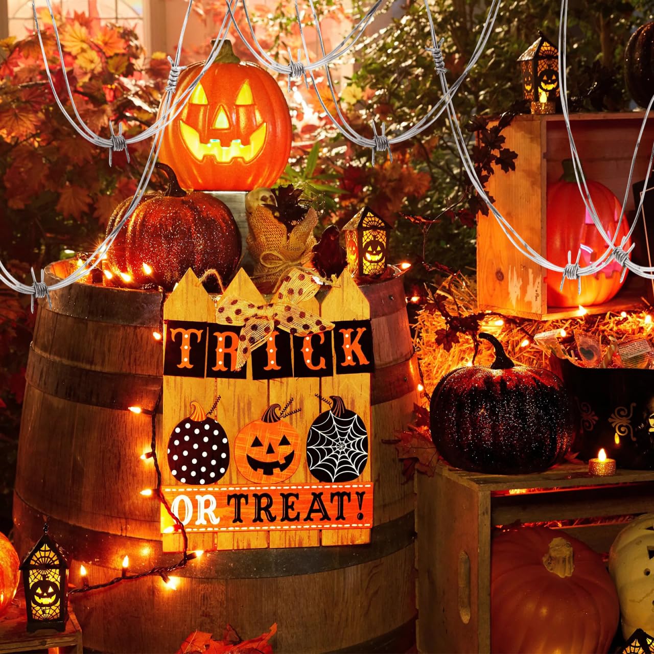 Abaodam 2 fili spinati finti decorazione di Halloween per feste catene di simulazione realistiche per spaventosi oggetti di scena per la casa infestata