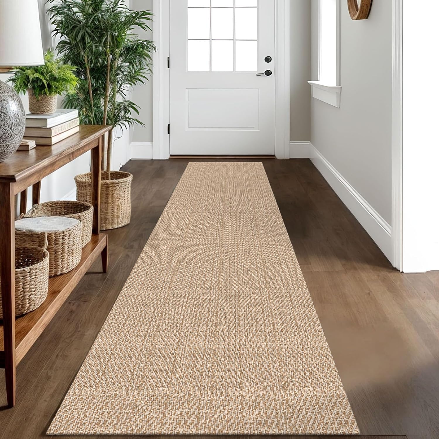 IOHOUZE Washable Runner Rug 2×10 Non Slip Rubber Backed Long Hallway Runner Entryway Runner Indoor, Kitchen Rugs Woven Cotton Floor Carpet for Hall Entrance, Tan/Beige IOHOUZE Washable Runner Rug 2×10 Non Slip Rubber Backed Long Hallway Runner Entryway Runner Indoor, Kitchen Rugs Woven Cotton Floor Carpet for Hall Entrance, Tan/Beige