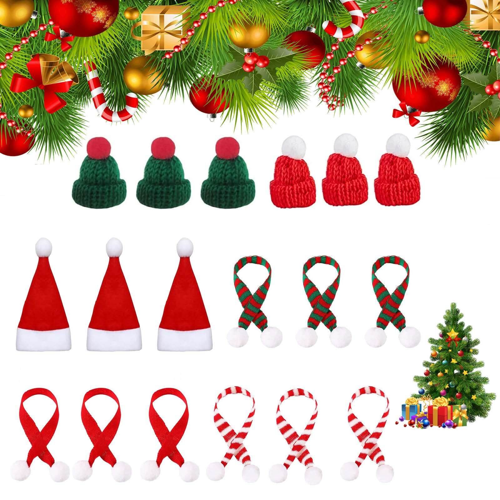 20 Accesorios Para Gusanos De Preocupación, Mini Gorros De Navidad 