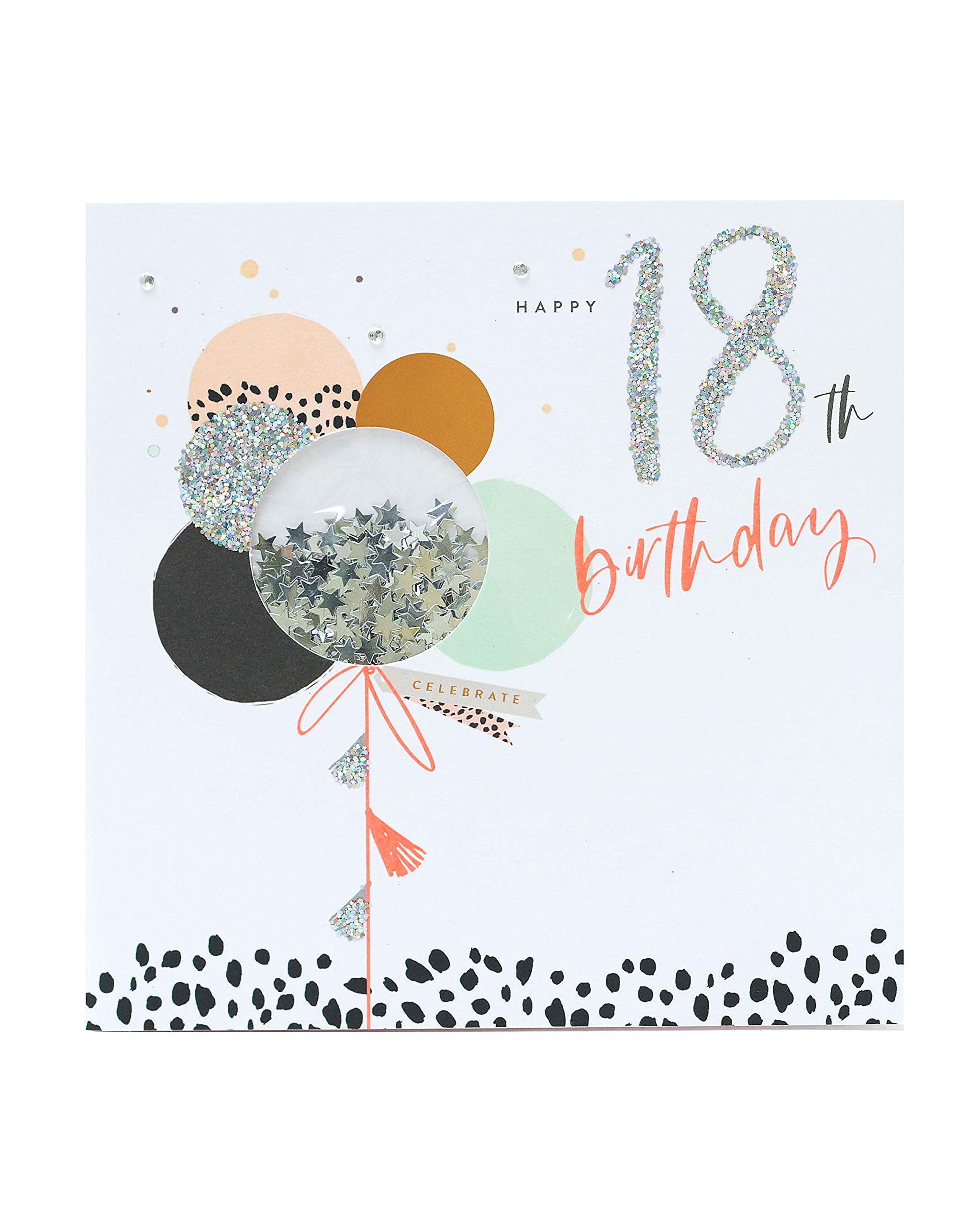 18th Birthday Card for Her, Girls 18th Birthday Card Female, Neon Birthday Balloon Design